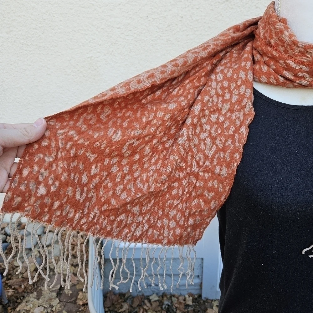 orange animal print scarf